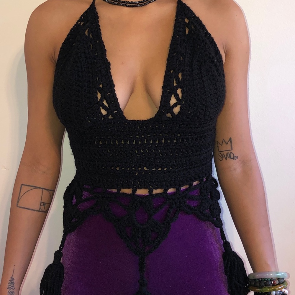 Custom halter crochet festival top